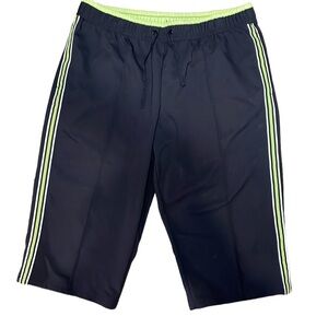 Vintage Y2k Black and neon green stripe athletic pant petite large